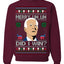 Merry Uh Did I Win? Funny Confused Joe Biden Election 2024 Ugly Christmas Sweater Crewneck Sweatshirt
