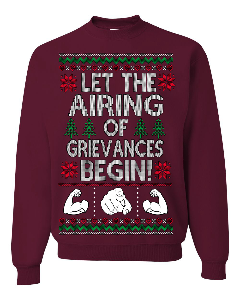 Let The Airing Of Grievances Begin Funny Tv Sitcom Festivus Ugly Christmas Sweater Crewneck Sweatshirt
