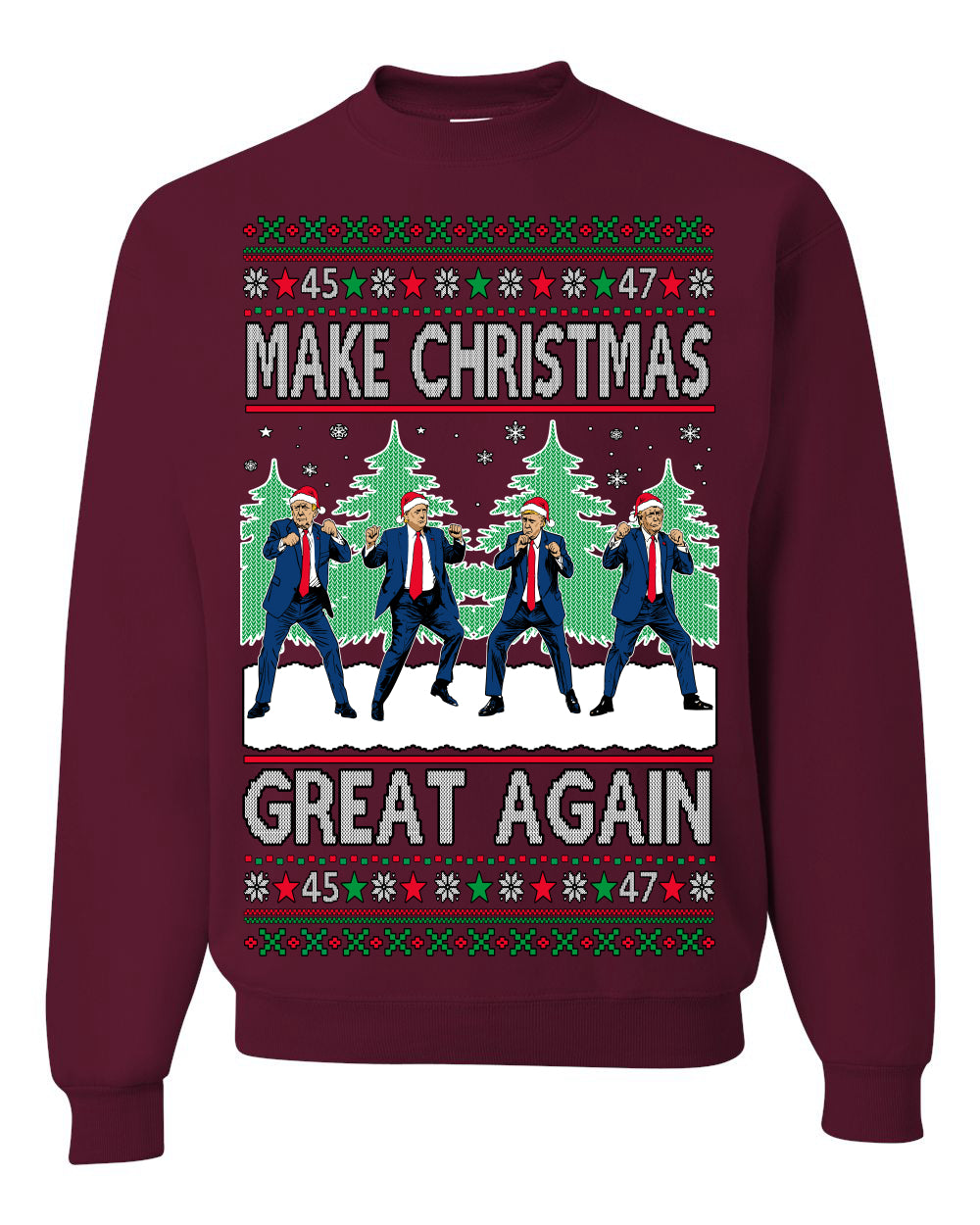 Make Christmas Great Again Shimmy Dance USA President Ugly Christmas Sweater Crewneck Sweatshirt