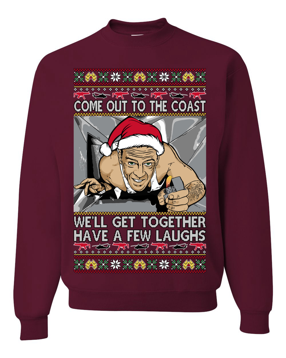 Come Out to the Coast Have a Few Laughs Die Hard McClane Ugly Christmas Sweater