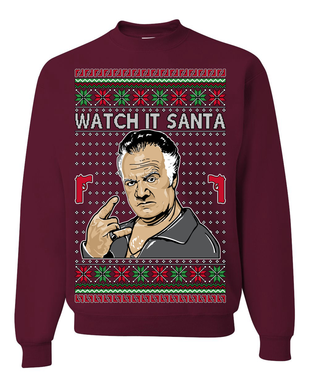 Watch It Santa Funny Paulie Italian Mafia TV Show Ugly Christmas Sweater