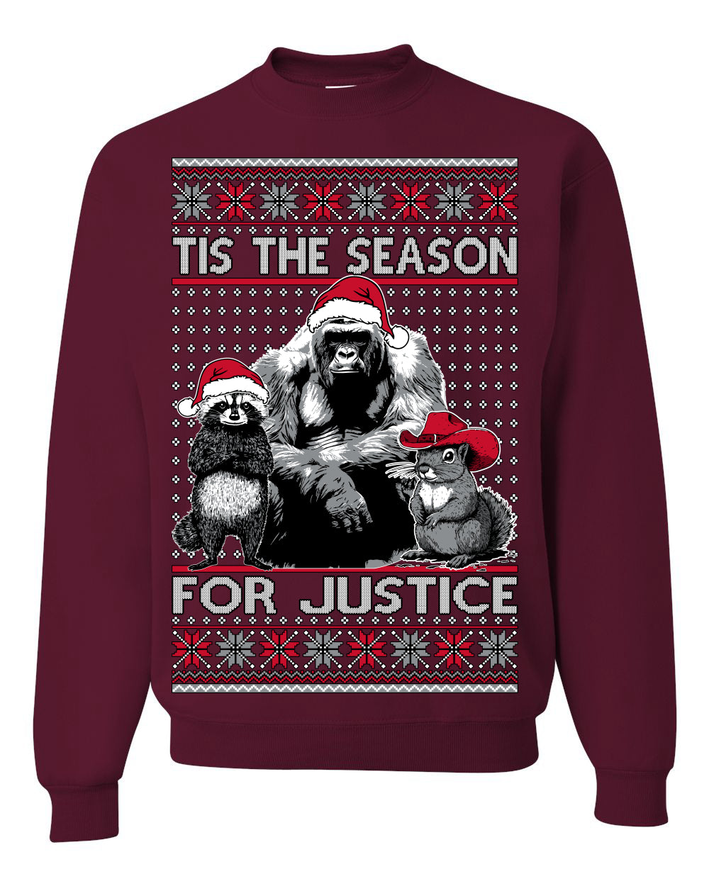Tis the Season For Justice Harambe Peanut Fred Raccoon Ugly Christmas Sweater