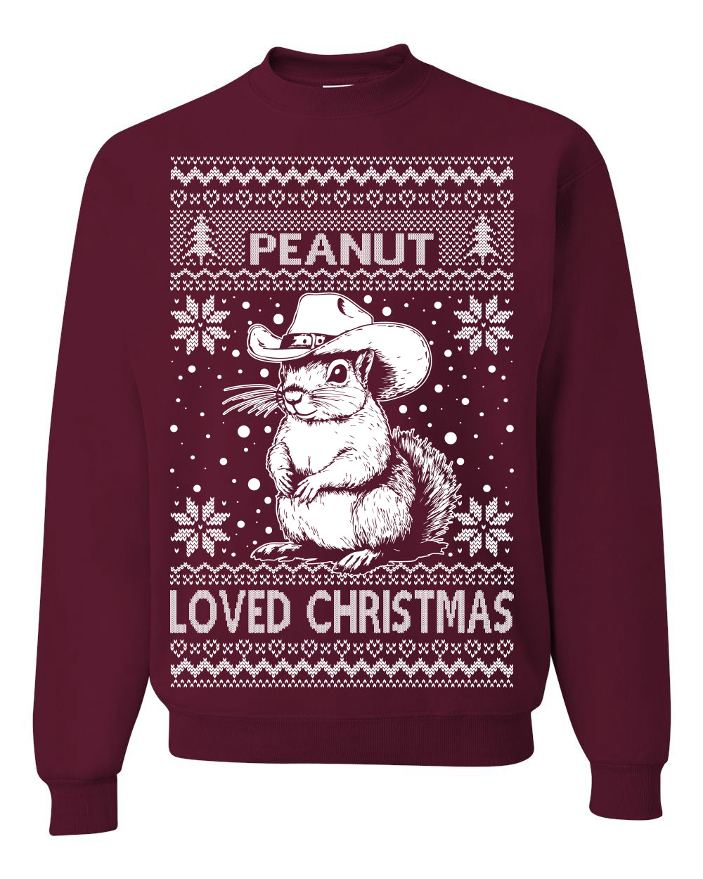 Peanut Loved Christmas RIP Funny Viral Squirrel Meme Ugly Christmas Sweater Crewneck Sweatshirt