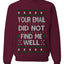 Your Email Did Not Find Me Well, Funny Office Humor Christmas Unisex Sweater, Ugly Christmas Crewneck Sweatshirts