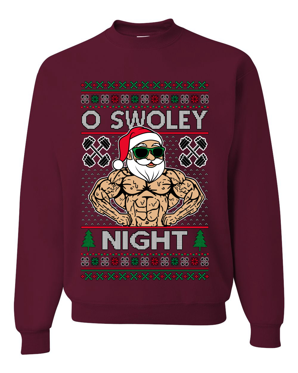 O Swoley Night, Exercise and Fitness Enthusiast, Ugly Christmas Unisex Sweater, Crewneck Sweatshirts