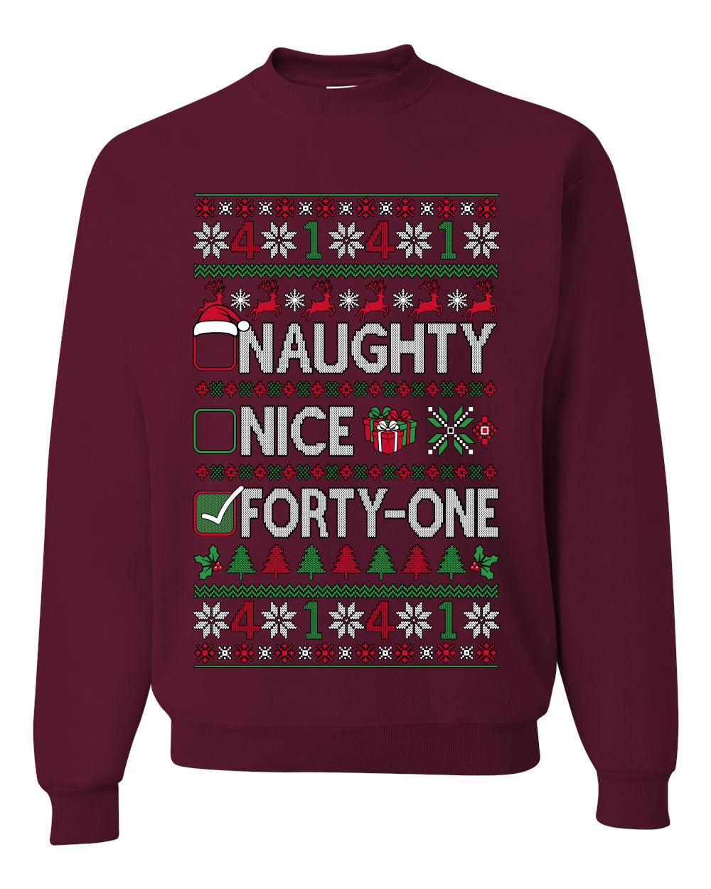 Naughty Nice 41, Ugly Christmas Unisex Sweater List, Extra Festive, Crewneck Sweatshirts
