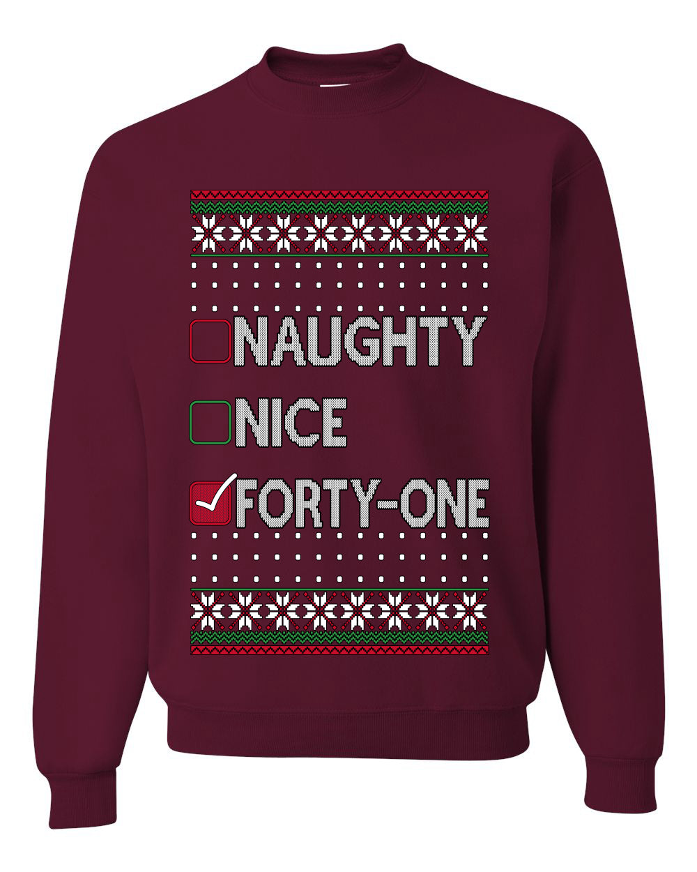Naughty Nice 41, Simple List, Ugly Christmas Unisex Sweater, Funny Meme, Crewneck Sweatshirts