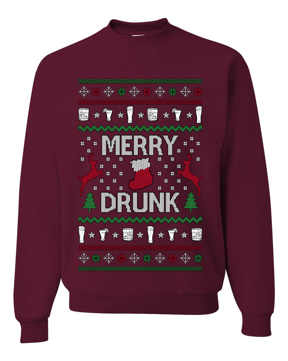 Merry Drunk, Unisex Ugly Christmas Sweater Crewneck Sweatshirts