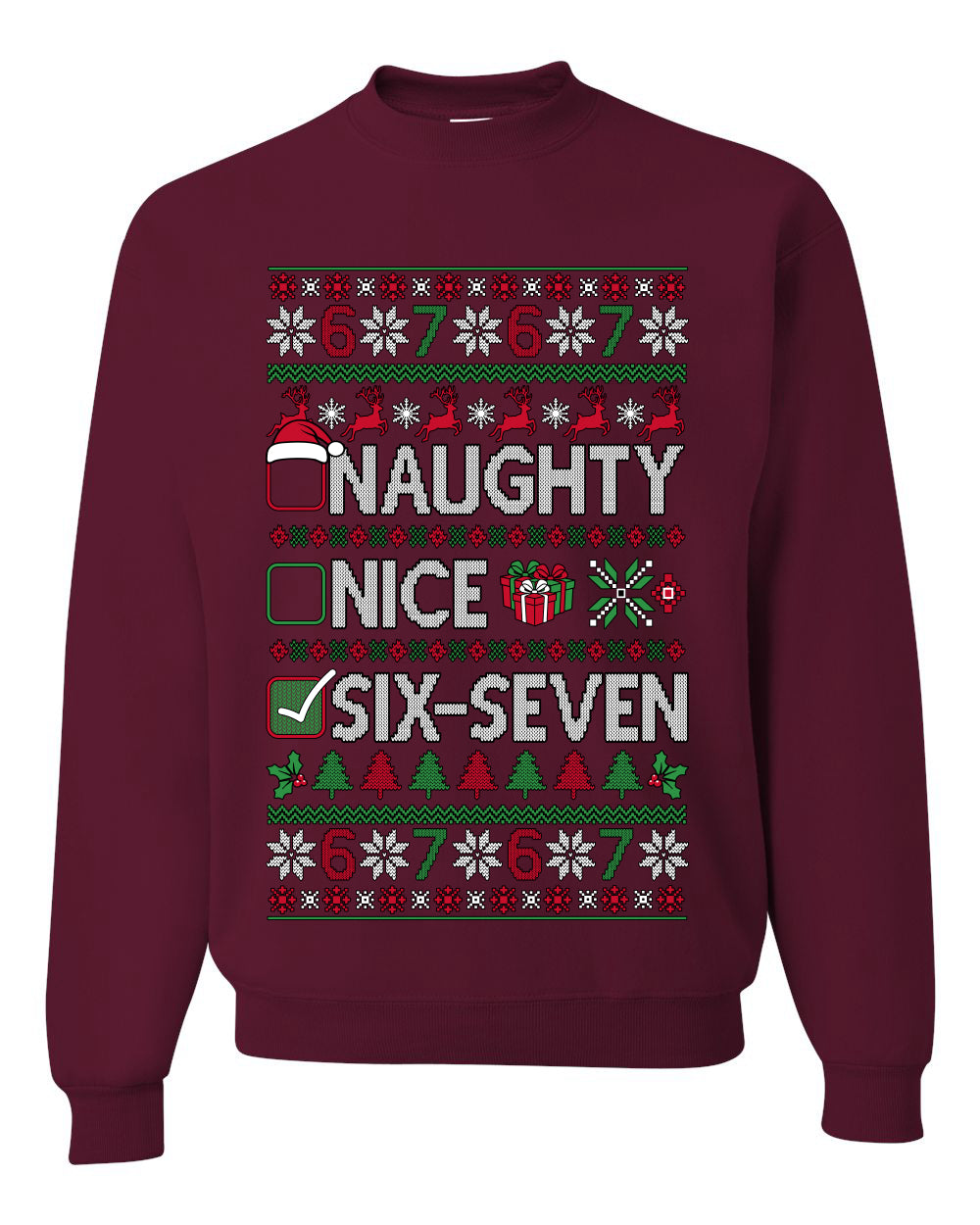 Naughty Nice 6 7 Checklist, Unisex Ugly Christmas Sweater, Crewneck Sweatshirts