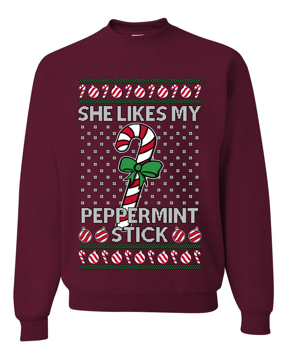 She Likes My Peppermint Stick, Unisex Ugly Christmas Sweater, Crewneck Sweatshirts