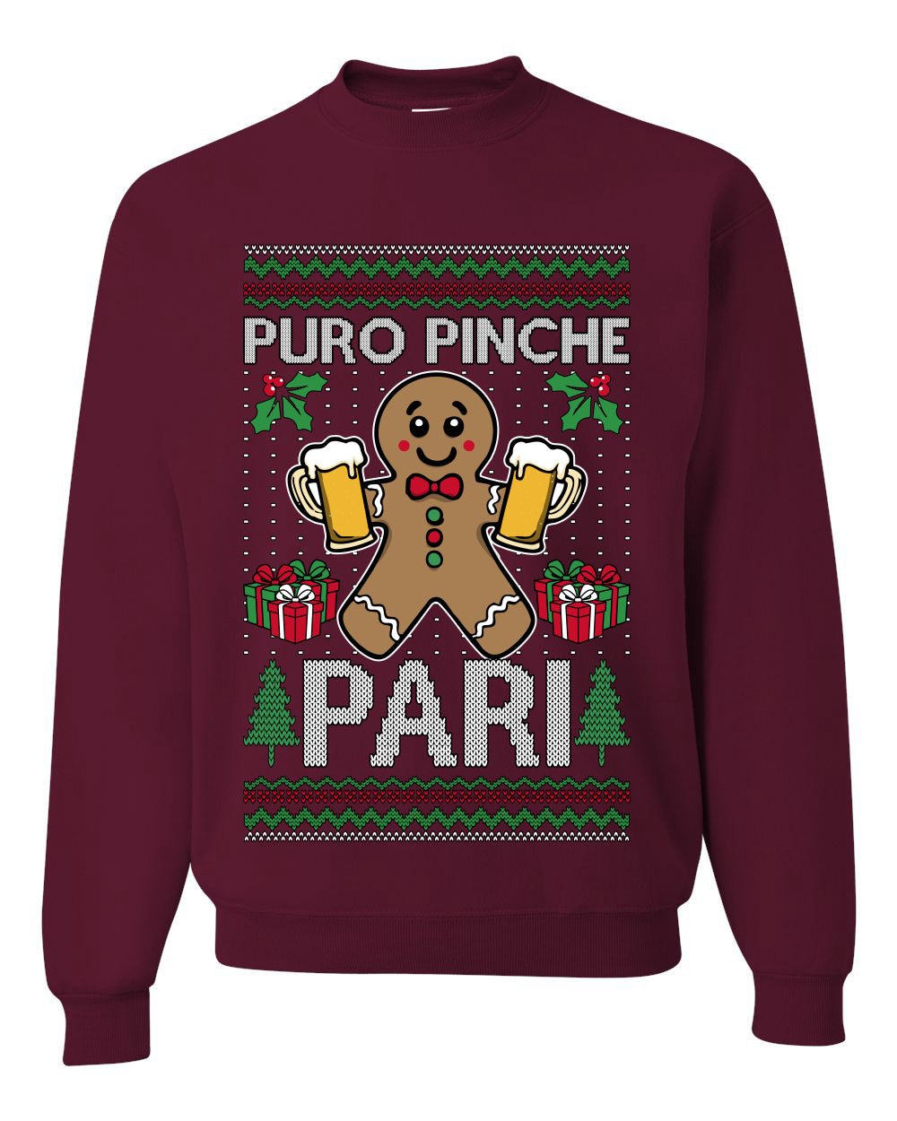 Puro Pinche Pari,Unisex Ugly Christmas Sweater, Crewneck Sweatshirts