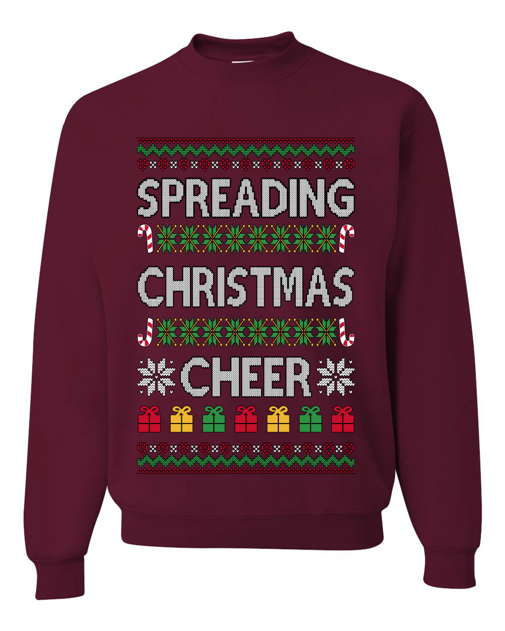 Spreading Christmas Cheer, Unisex Ugly Christmas Sweater Crewneck Sweatshirts
