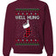 Well Hung, Unisex Ugly Christmas Sweater Crewneck Sweatshirts
