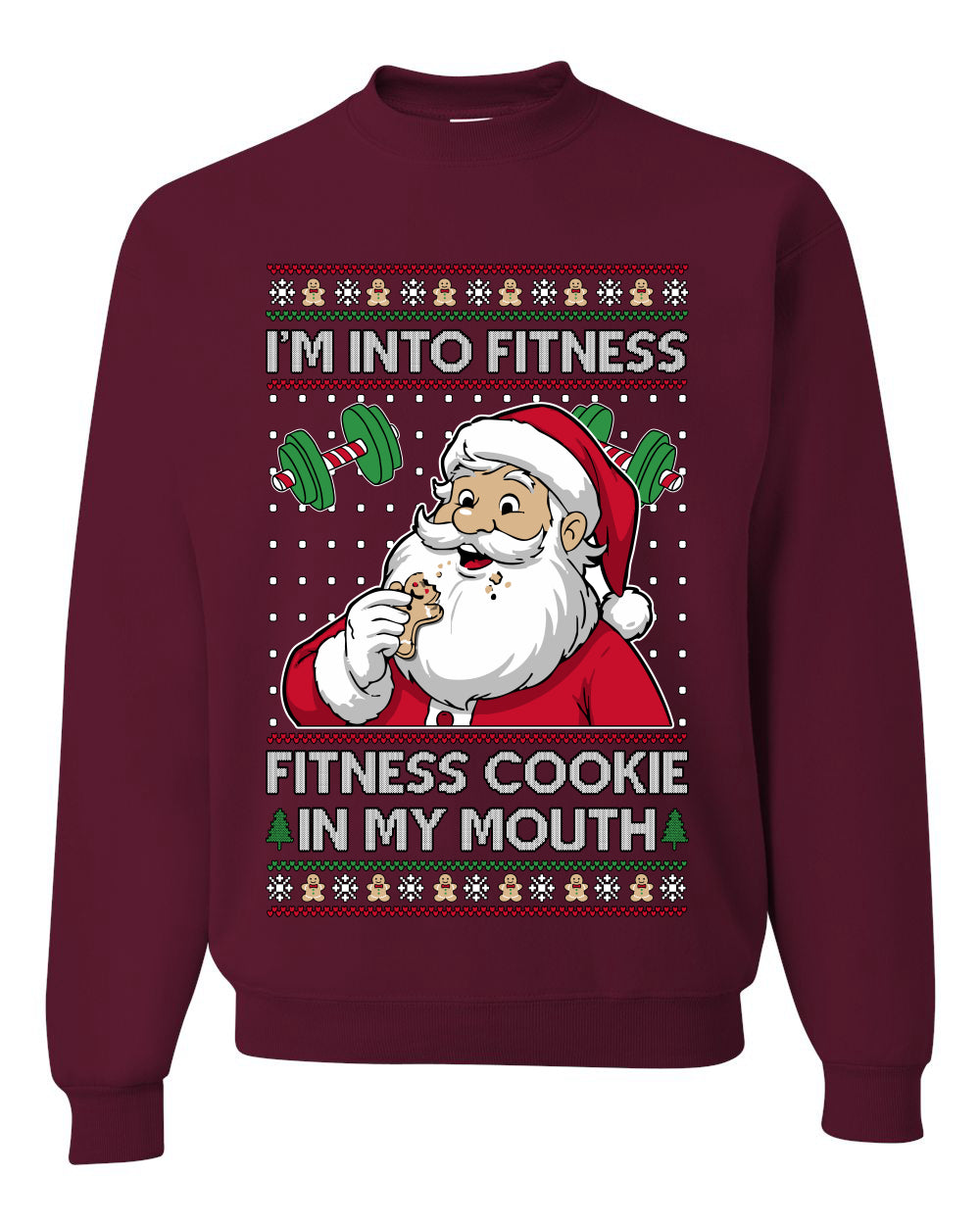 I'm Into Fitness Cookie In My Mouth Santa,Unisex Ugly Christmas Sweater, Crewneck Sweatshirts
