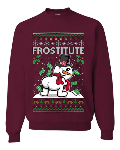 Snow Frostitute, Funny Unisex Ugly Christmas Sweater, Crewneck Sweatshirts