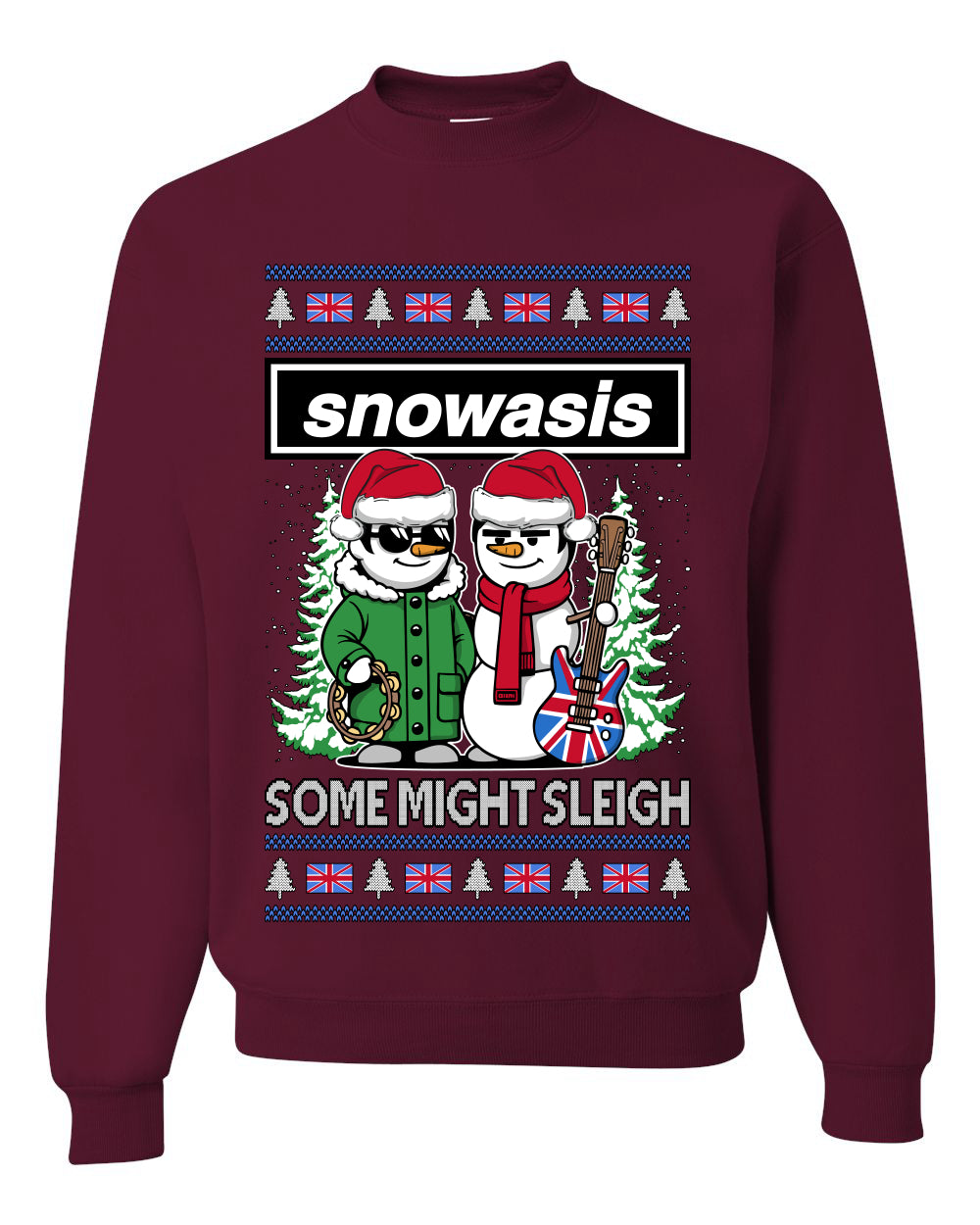 Snowasis English Rock Band Parody, Unisex Ugly Christmas Sweater, Crewneck Sweatshirts