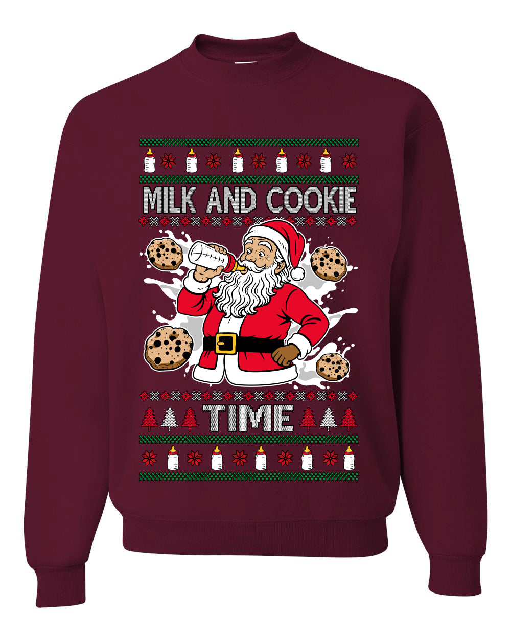 Milk And Cookie Time, Unisex Ugly Christmas Sweater, Crewneck Sweatshirts