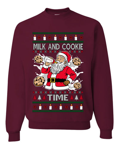 Milk And Cookie Time, Unisex Ugly Christmas Sweater, Crewneck Sweatshirts