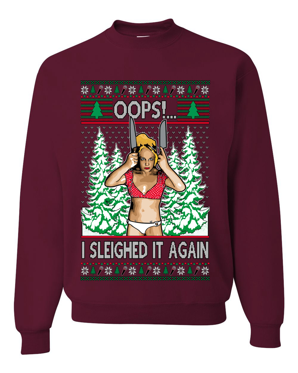 Funny, Knives Popstar Dancing, Music Lover Comedic Christmas Sweater Design, Unisex Crewneck Sweatshirts