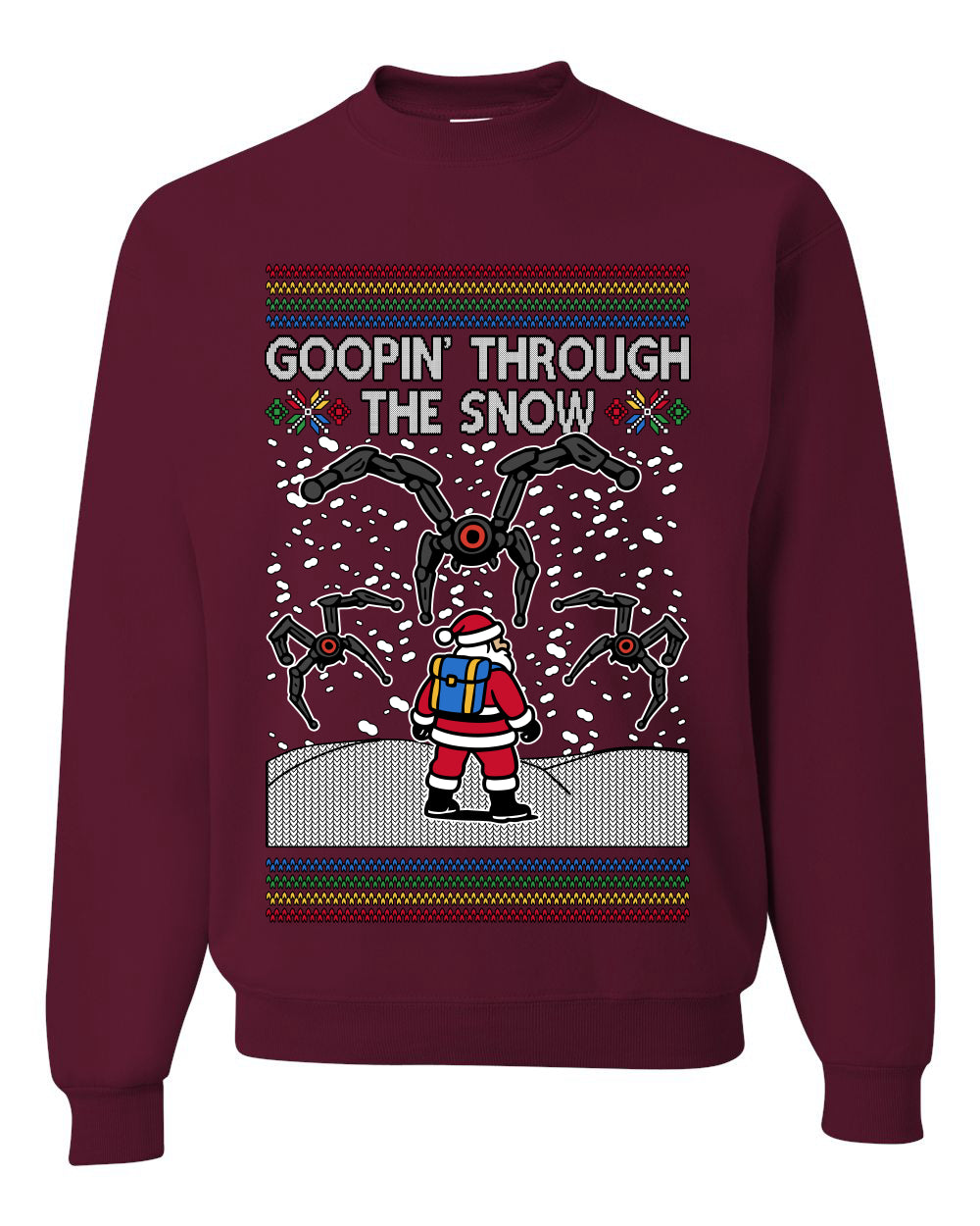 Goopin' Through The Snow Gamer Santa, Unisex Ugly Christmas Sweater Crewneck Sweatshirts