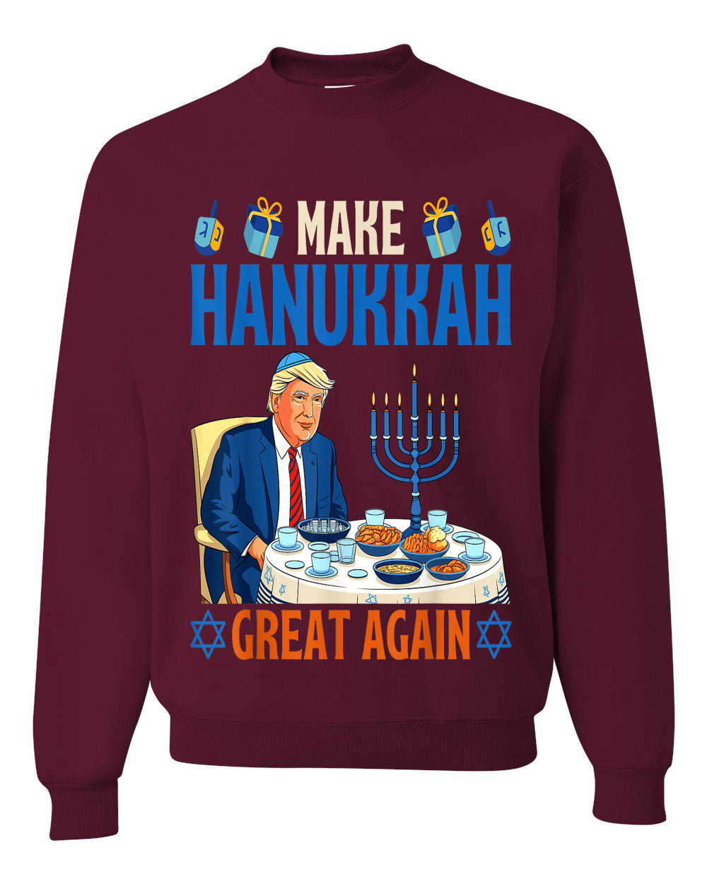 Make Hanukkah Great Again, Unisex Ugly Christmas Sweater Crewneck Sweatshirts