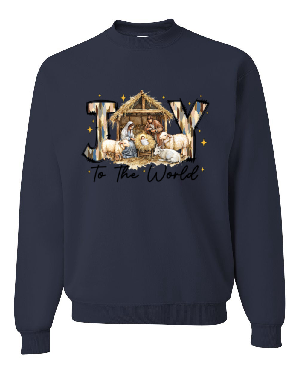 Joy To The World, Jesus Birth, Nativity, Christian Jesus Religious Design, Unisex Christmas Sweater, Crewneck Sweatshirts