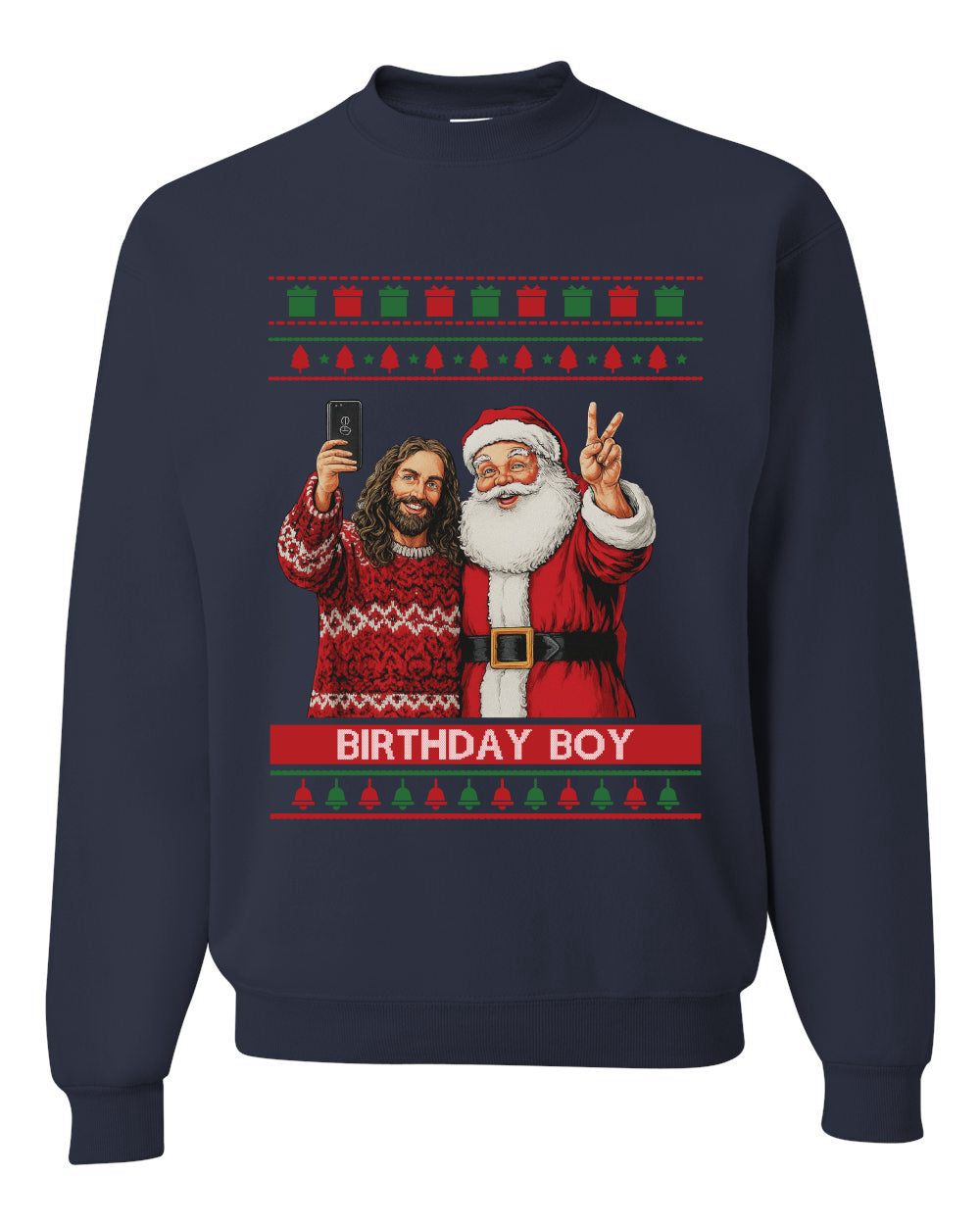 Birthday Boy Jesus, Unisex Ugly Christmas Sweater, Crewneck Sweatshirts