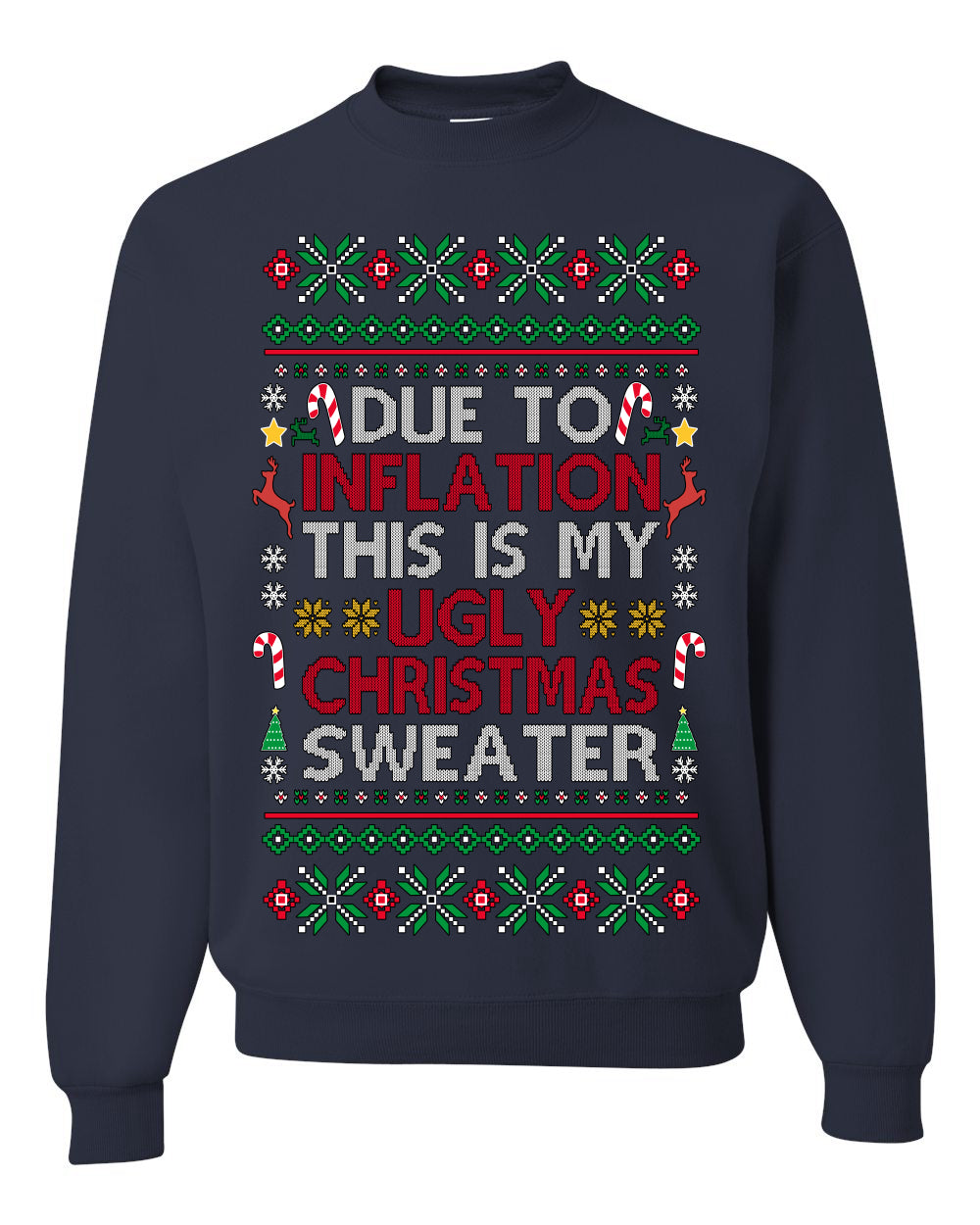 Due to Inflation This is My Ugly Christmas Sweater | Funny Crewneck Sweatshirt