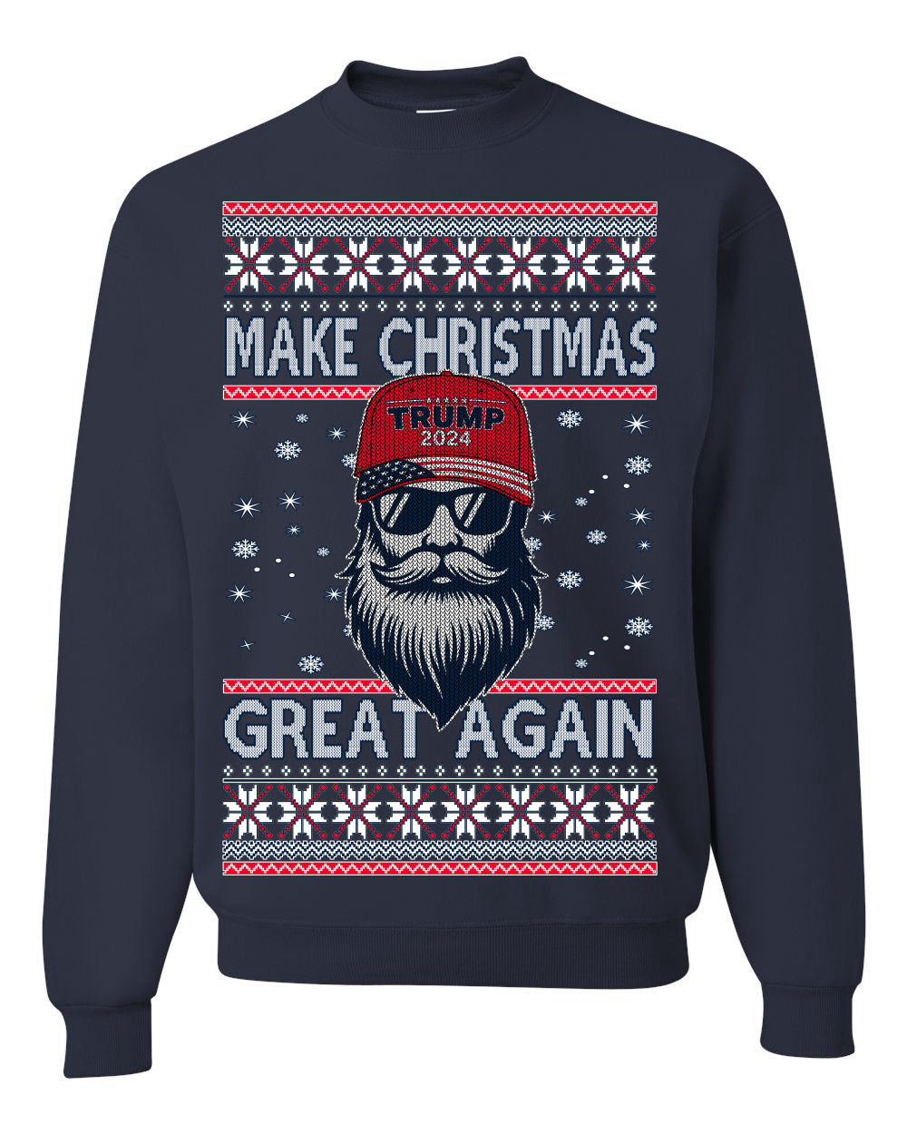 Make Christmas Great Again Trump Santa Claus 2024 MAGA Ugly Christmas Sweater Crewneck Sweatshirt