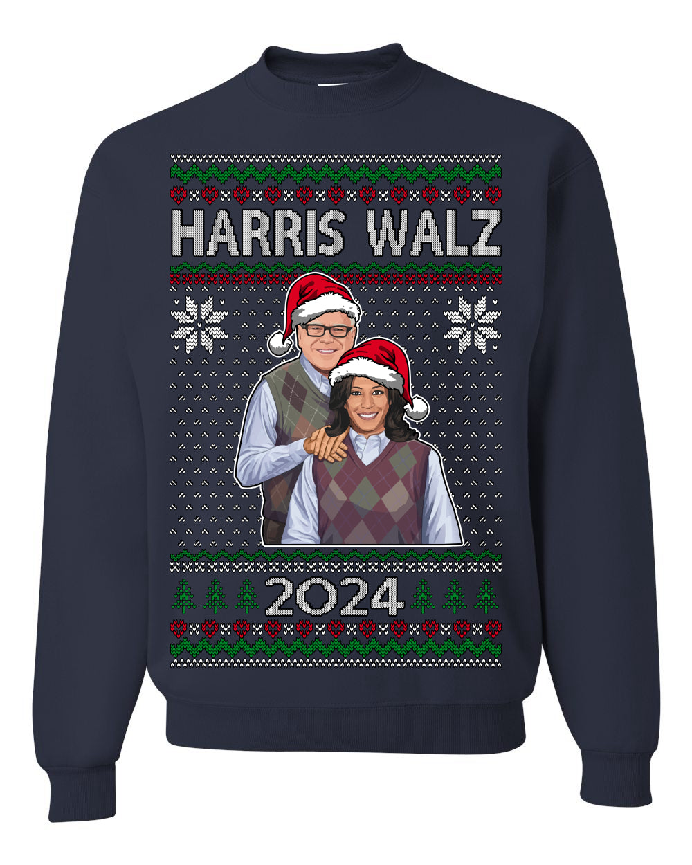 Kamala Harris Tim Walz 2024 Classic Movie Ugly Christmas Sweater Crewneck Sweatshirt