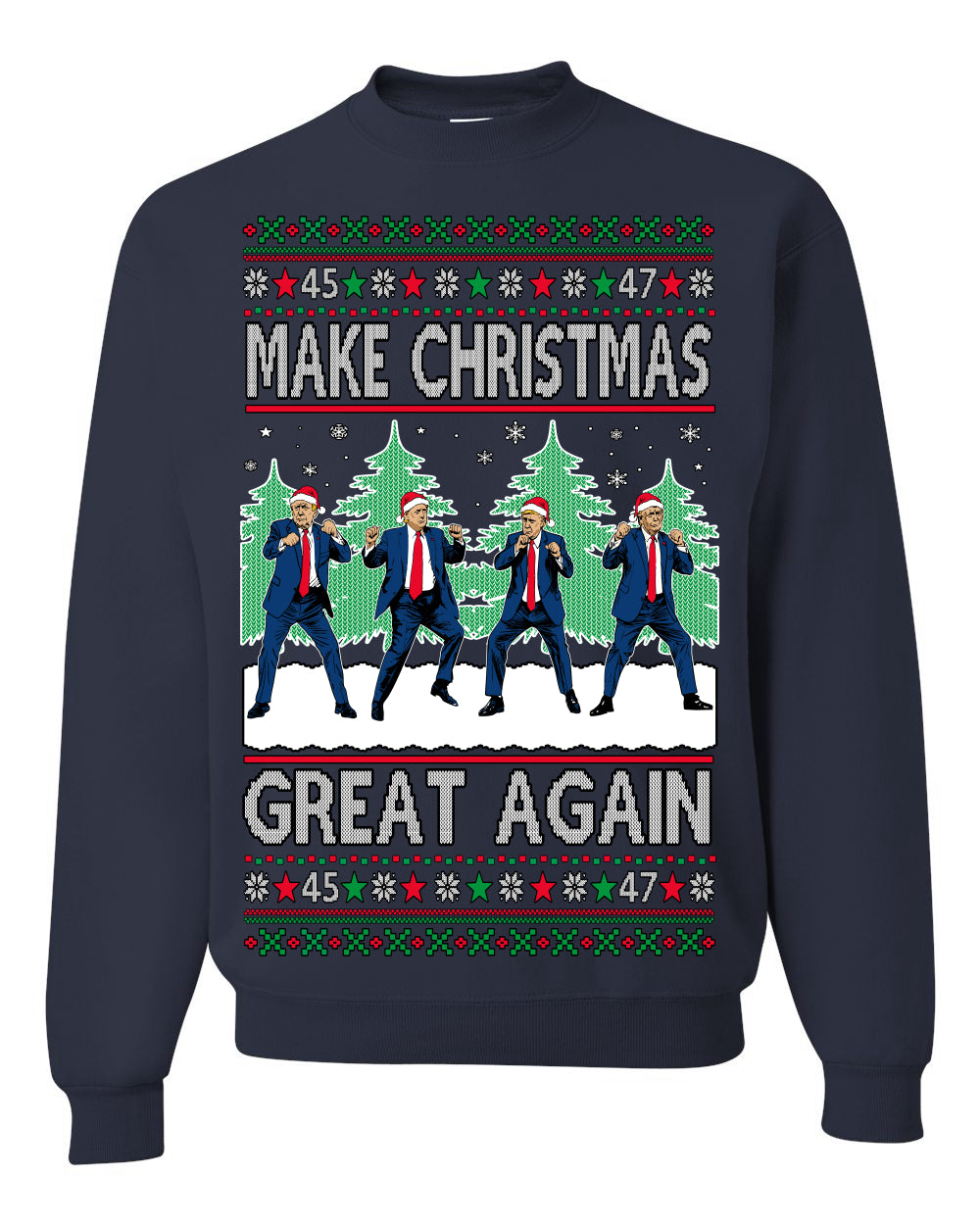 Make Christmas Great Again Shimmy Dance USA President Ugly Christmas Sweater Crewneck Sweatshirt