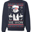 We Won Funny 45 47 President Trump Shot USA Glasses Ugly Christmas Sweater Crewneck Sweatshirt
