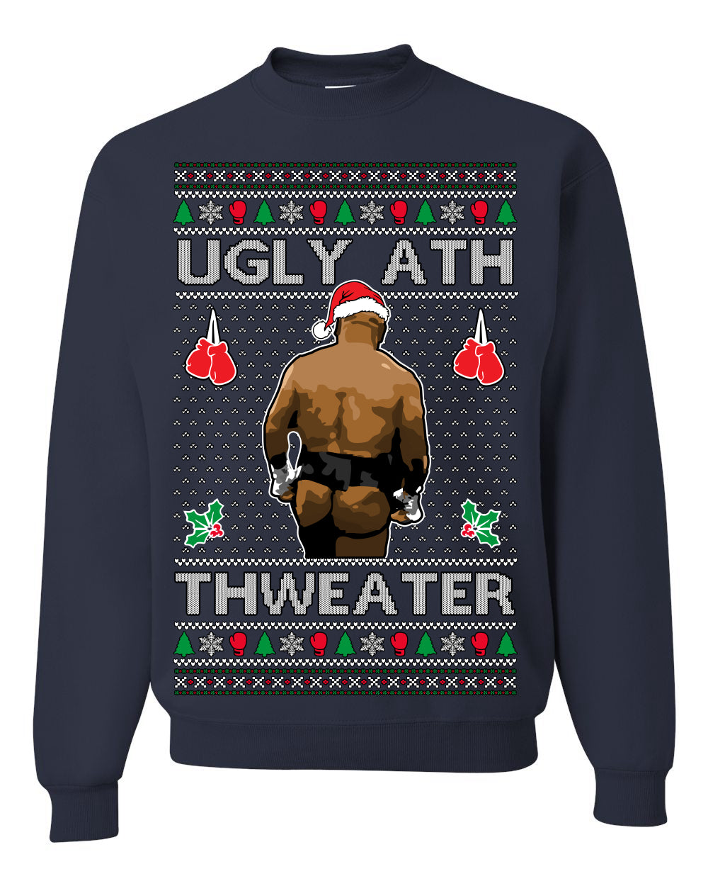 Ugly Ath Sweater Merry Chrithmith, Butt Viral Ugly Ass Boxing Fight, Funny Ugly Christmas Sweater Crewneck Sweatshirt