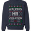 Walking HR Violation, Funny Office Humor Christmas Unisex Sweater, Ugly Christmas Crewneck Sweatshirts