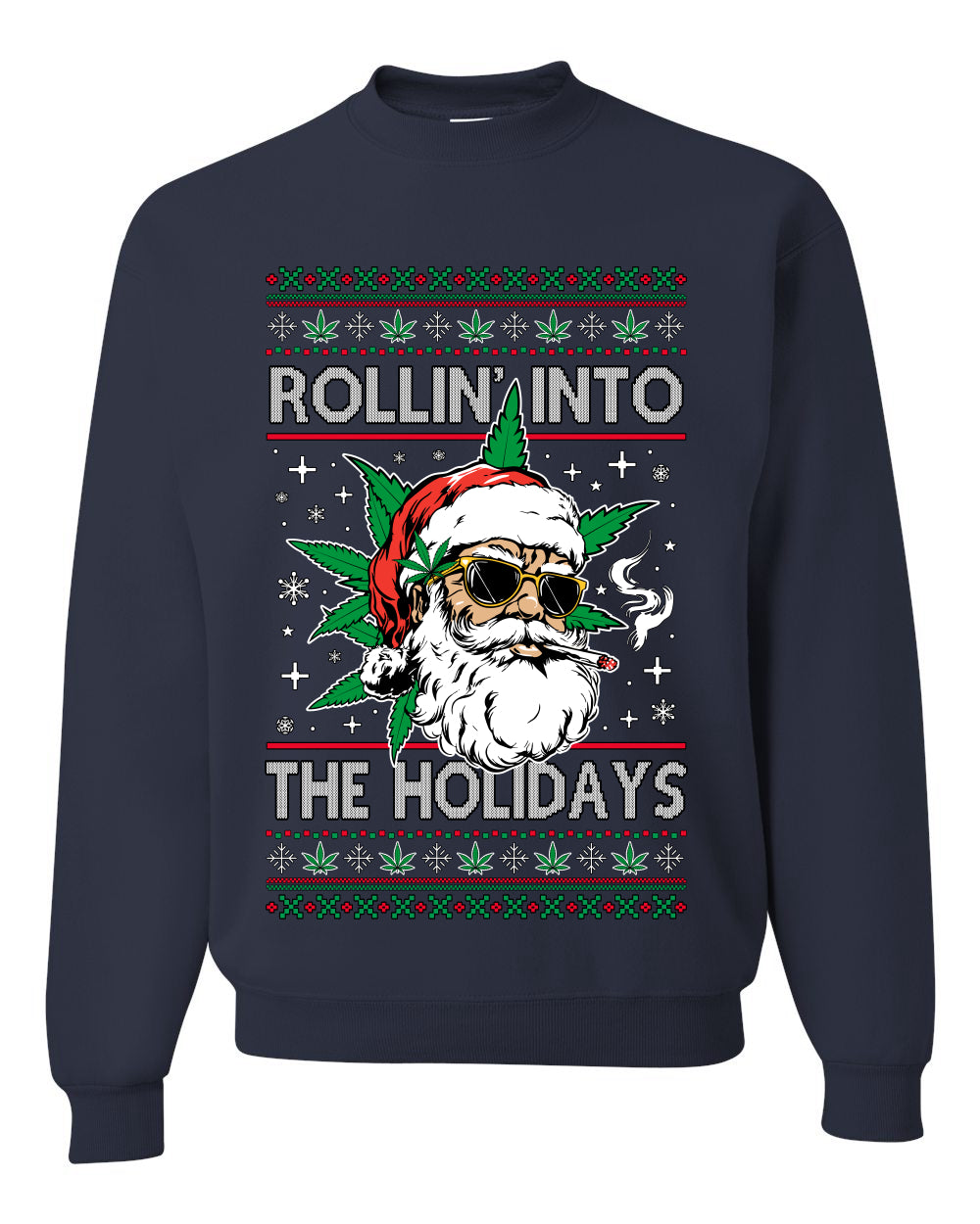 Rollin' Into The Holidays Christmas Sweater, Ugly Christmas Unisex Sweater, Crewneck Sweatshirts