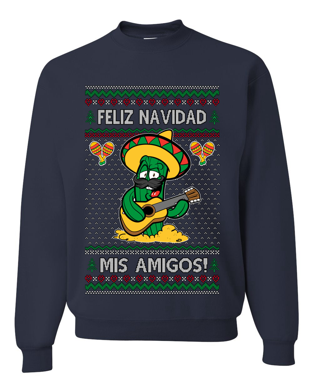 Feliz Navidad Mis Amigos!, Ugly Christmas Unisex Sweater, Crewneck Sweatshirts