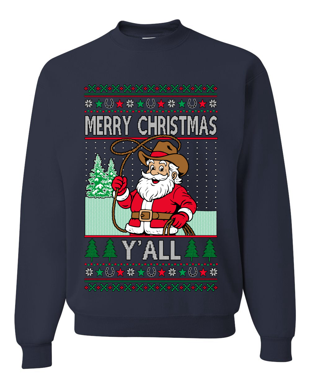 Merry Christmas Y'all Christmas Sweater,Unisex Ugly Christmas Crewneck Sweatshirts
