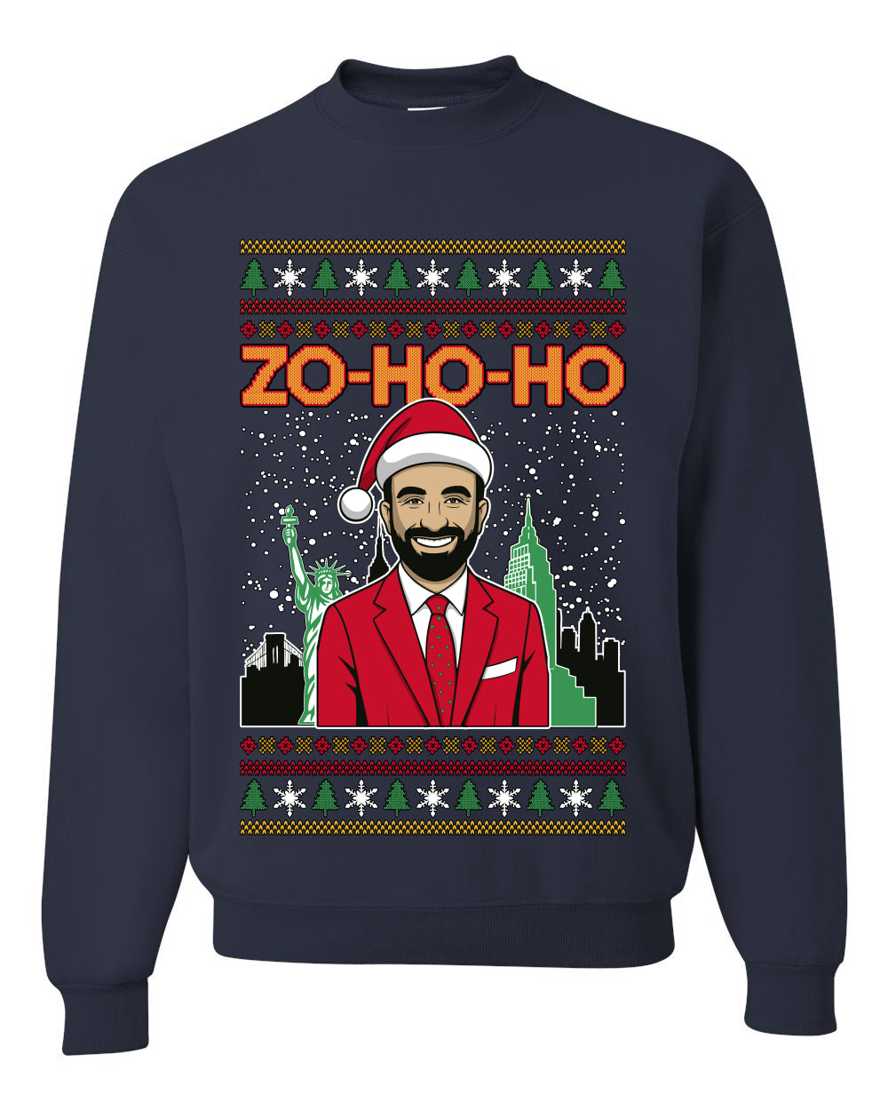 Zo Ho Ho Zohran Mamdani NYC, Unisex Ugly Christmas Sweater Crewneck Sweatshirts