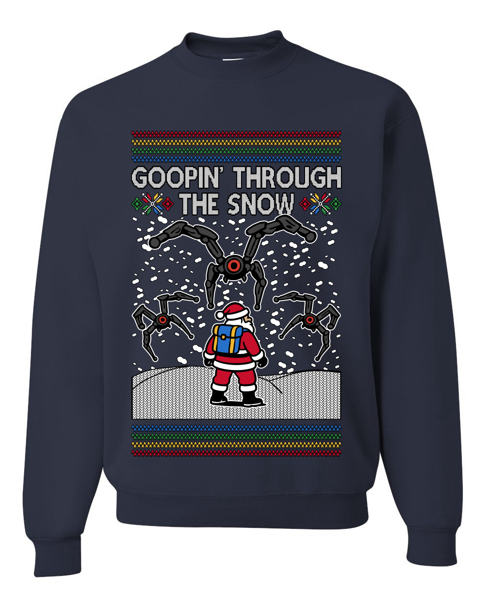 Goopin' Through The Snow Gamer Santa, Unisex Ugly Christmas Sweater Crewneck Sweatshirts