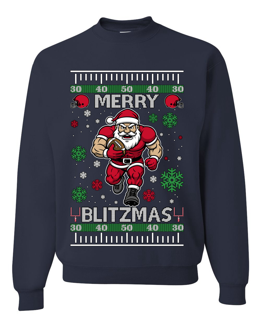 Merry Blitzmas, Football Christmas Sweater Design, Unisex Ugly Christmas Sweater Crewneck Sweatshirts