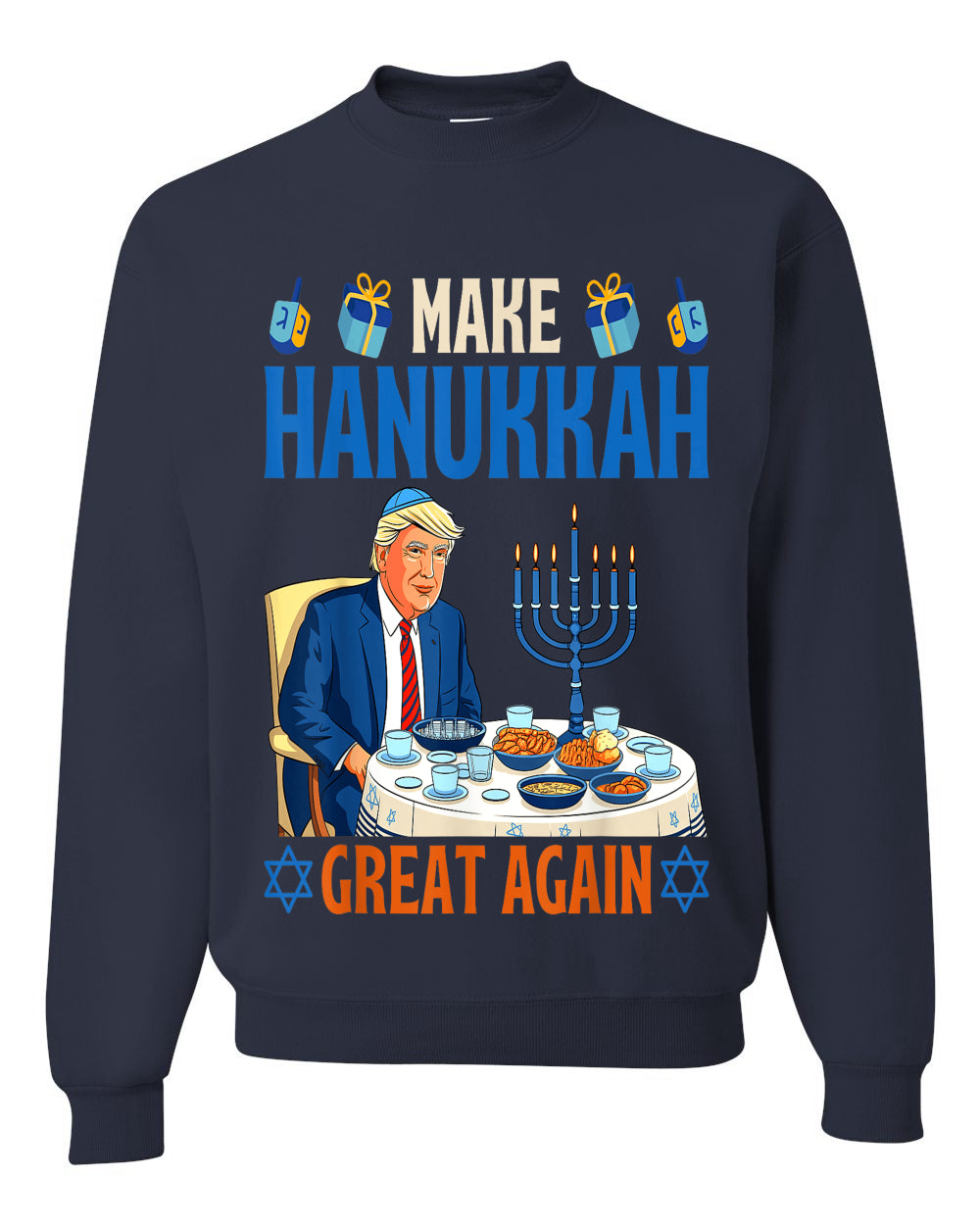 Make Hanukkah Great Again, Unisex Ugly Christmas Sweater Crewneck Sweatshirts
