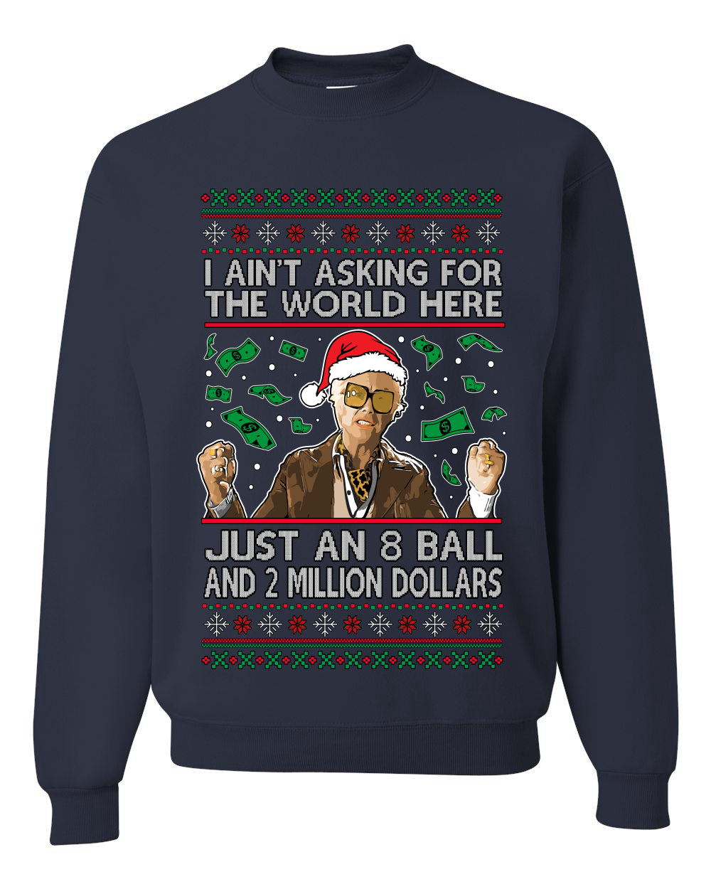 I Ain't Asking For the World Here, Just An 8 Ball and 2 Million Dollars, Unisex Ugly Christmas Sweater, Crewneck Sweatshirts