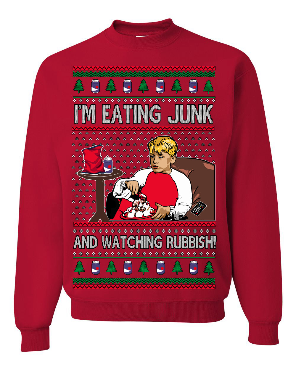 I'm Eating Junk and Watching Rubbish 90s Movie Ice Cream Ugly Christmas Sweater Crewneck Sweatshirt