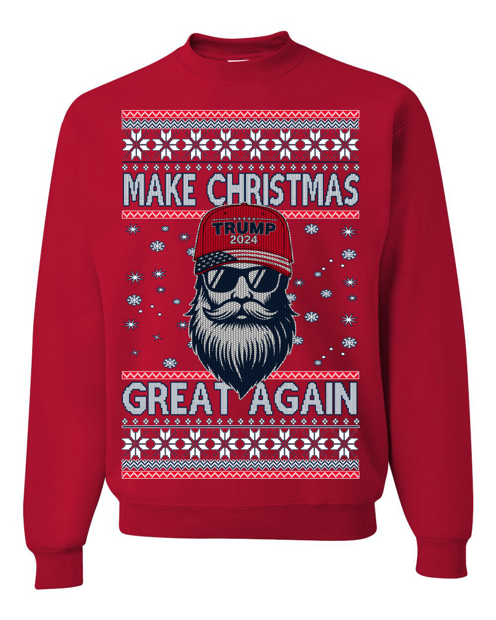 Make Christmas Great Again Trump Santa Claus 2024 MAGA Ugly Christmas Sweater Crewneck Sweatshirt