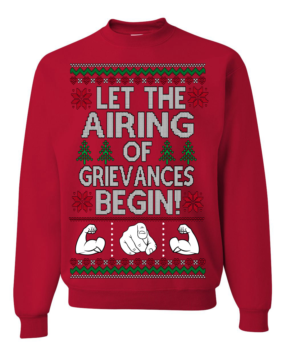 Let The Airing Of Grievances Begin Funny Tv Sitcom Festivus Ugly Christmas Sweater Crewneck Sweatshirt