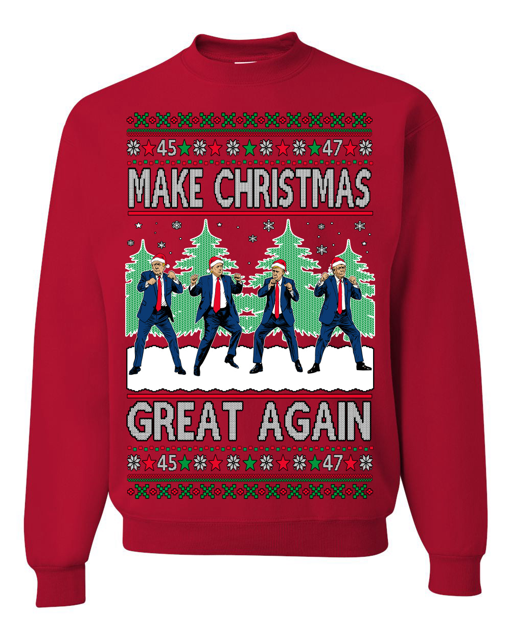Make Christmas Great Again Shimmy Dance USA President Ugly Christmas Sweater Crewneck Sweatshirt