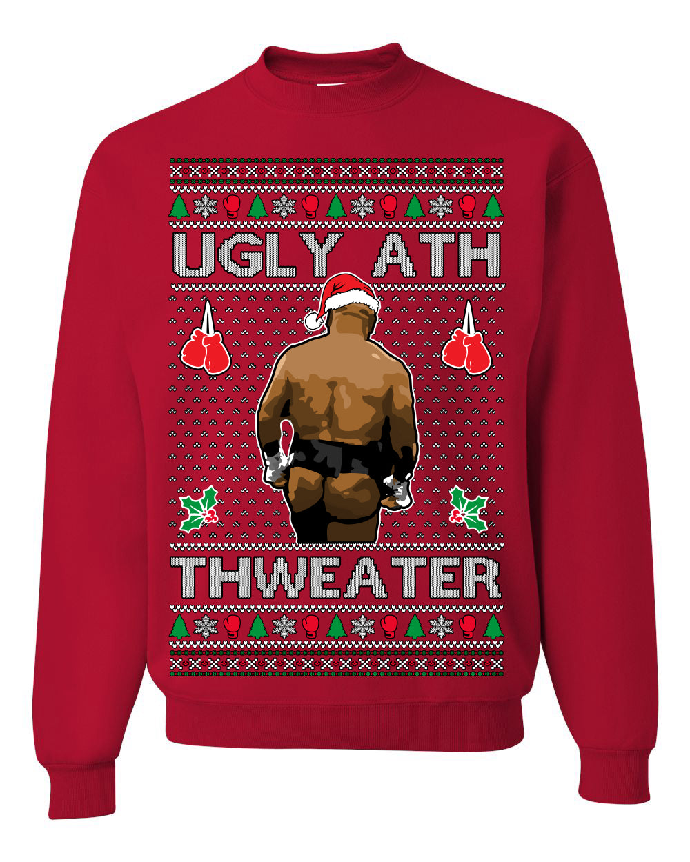 Ugly Ath Sweater Merry Chrithmith, Butt Viral Ugly Ass Boxing Fight, Funny Ugly Christmas Sweater Crewneck Sweatshirt