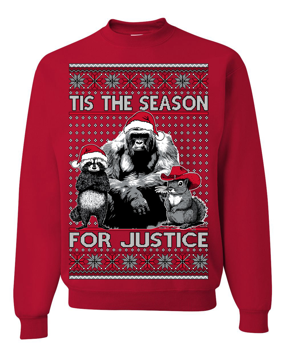 Tis the Season For Justice Harambe Peanut Fred Raccoon Ugly Christmas Sweater