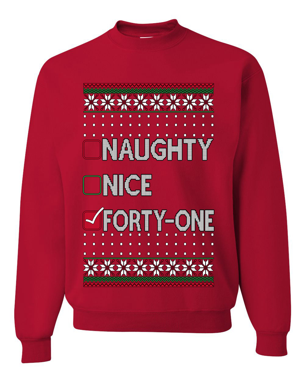 Naughty Nice 41, Simple List, Ugly Christmas Unisex Sweater, Funny Meme, Crewneck Sweatshirts