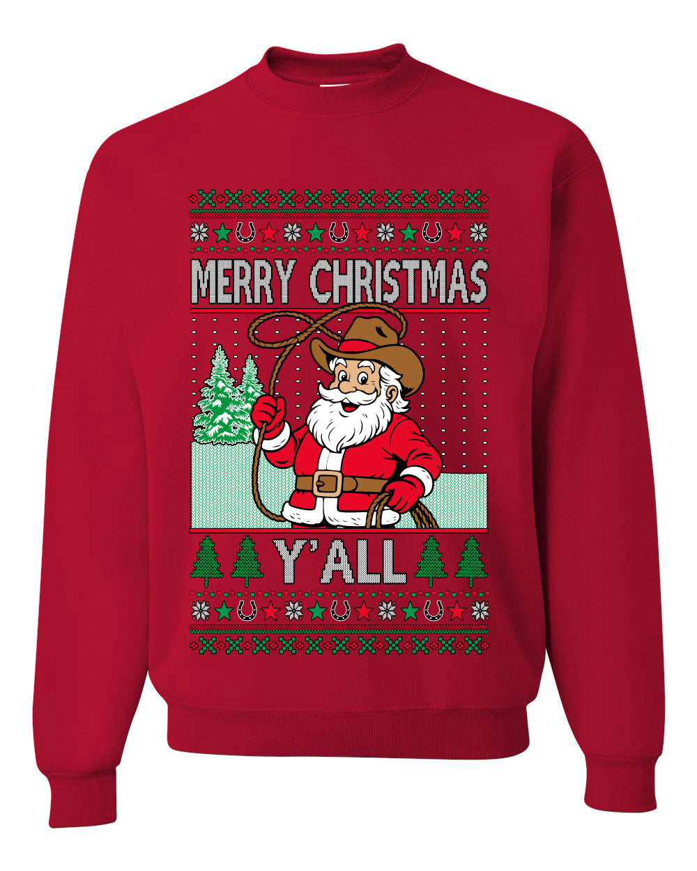 Merry Christmas Y'all Christmas Sweater,Unisex Ugly Christmas Crewneck Sweatshirts